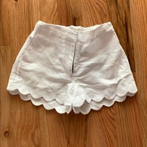 Scalloped White Youth Shorts